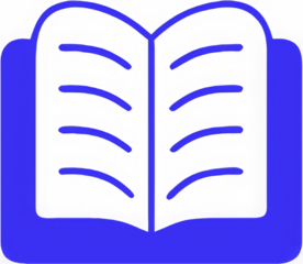 A book is open to a page with a blue border