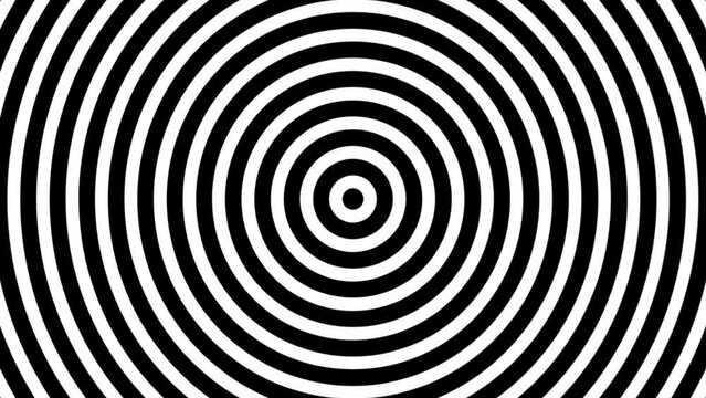 A striking black and white hypnotic spiral background, featuring concentric circles radiating from the center. For video editing, presentations, creative projects requiring visual effect