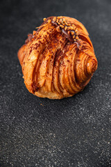 croissant sweet bun french food baking fresh bakery meal food snack on the table copy space food background rustic