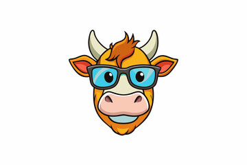 cow face sunglass vector illustration