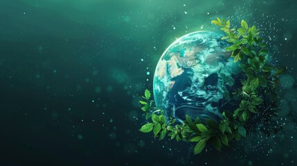Fototapeta premium a blue-green planet symbolizing environmental protection.