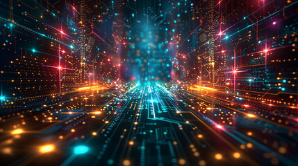 Fototapeta premium Abstract digital data background, suitable for describing network abilities, technological processes, digital storages, science, education, and more.