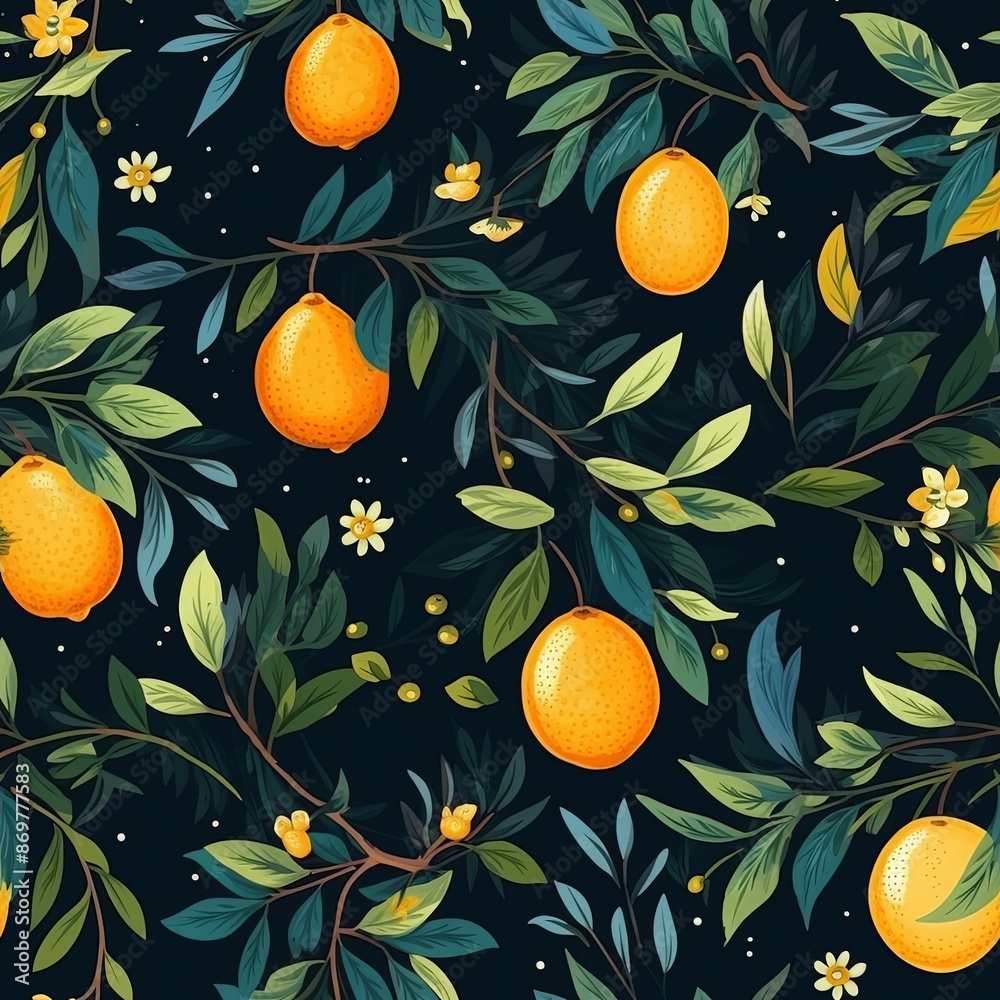 Wall mural lemon patterns wallpaper