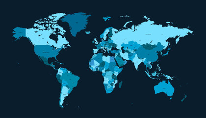 Fototapeta premium World map. Modern color vector map. Silhouette map.