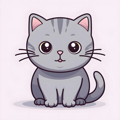 Cute sweet Grey British Shorthair Cat cartoon