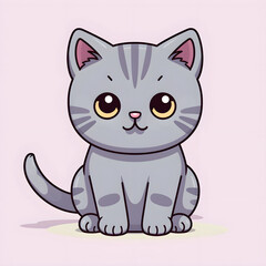 Cute sweet Grey British Shorthair Cat cartoon