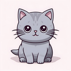 Cute sweet Grey British Shorthair Cat cartoon