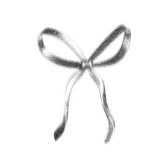 3d noise bow ribbon with grain gradient effect in pretty y2k style isolated on a white background. Gritty aesthetic bow ribbon, vintage girly hair accessory with grainy dot texture. Vector retro icon