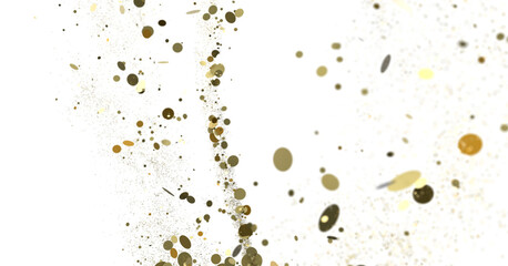 Cascading Splendor: Striking 3D Illustration Showcasing a Dazzling gold Confetti Display
