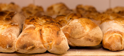
Closeup of traditional artisan bread. Delicious and healthy food. Made by expert pastry chefs