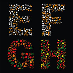 English alphabet is designed using different colors and shapes