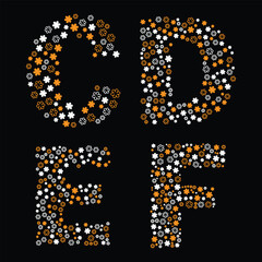 English alphabet is designed using different colors and shapes