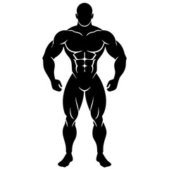 Body Builder Silhouette Vector Illustrations for Fitness Designs