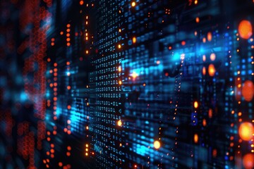 Obraz premium 3D rendering of digital binary code network conveying connectivity