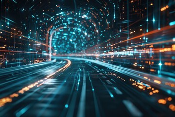 Obraz premium Fast digital data flow represents future innovation and agility.