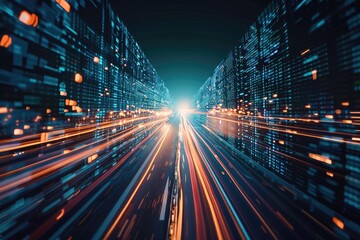 Fototapeta premium Fast digital data flow represents future innovation and agility.