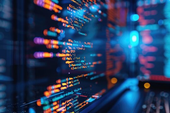 Software developer creating original programming code for software.