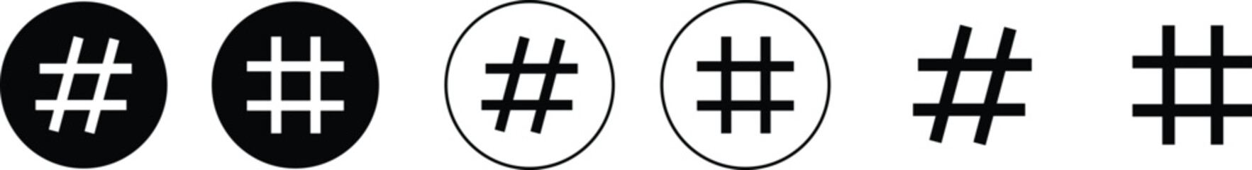 hashtag logo in bubble icons set. concept of communication sign or customer experience. minimal style trendy simple hash tag logotype graphic thin line art design isolated on transparent background.