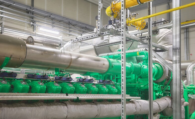 Gas fired cogeneration engine, selective focus.