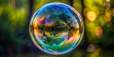 Soap Bubble Reflecting Nature's Beauty
