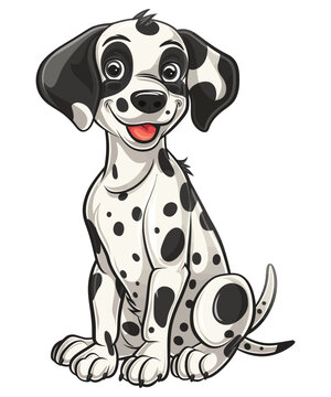 recommend clip art: Dalmatian Dog cartoon vector illustration, Happy dalmatian puppy vector image, animal line illustration hand drawn black and white vector