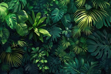 Nature leaves  green tropical forest  backgound illustration concept