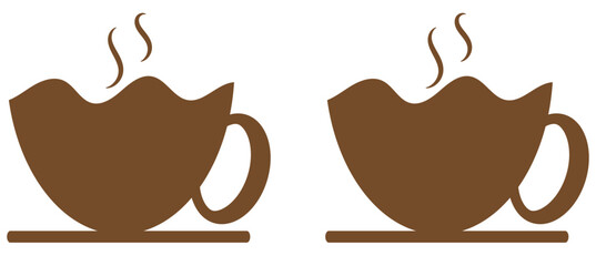 Coffee cup icon set. Cups of coffee tea collection. Hot drink icon. Disposable cup. Cup coffee with steam. Flat style. Vector Illustration. Vector Graphic. EPS 10