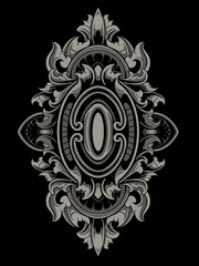 Vintage Classic Style Engraved Ornament Color Editable