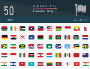 World Flags - Vector Rectangle Flat Icons - Most Popular