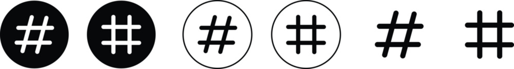 hashtag logo in bubble icons set. concept of communication sign or customer experience. minimal style trendy simple hash tag logotype graphic thin line art design isolated on transparent background.