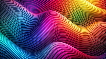 Obraz premium Abstract Rainbow Waves 3D Render - Colorful Curved Lines Background