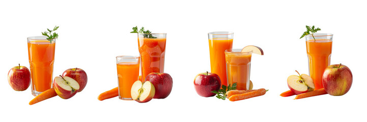 set of a glass of apple and carrot juice, Pure Apple and Carrot Juice, Refreshing Apple and Carrot Juice, Nutritious Apple Carrot Juice, on a transparent backgrounds