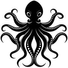 simple clean octopus icon silhouette vector art illustration 