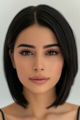 Fototapeta premium A woman with black hair and brown eyes.