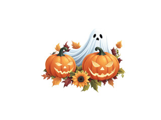 Ghost Pumpkin Floral Fall Halloween