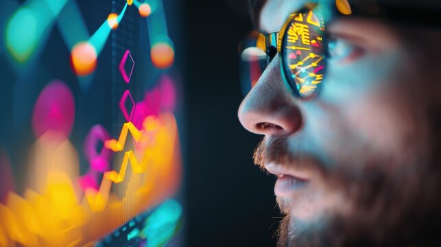 A supply chain analyst reviewing data on a digital screen, focusing on sustainability metrics and eco-friendly transport solutions for global logistics networks.