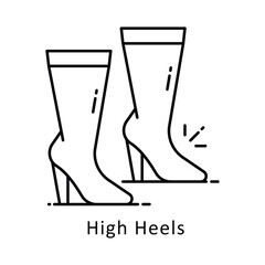 High Heels vector outline Design illustration. Symbol on White background EPS 10 File