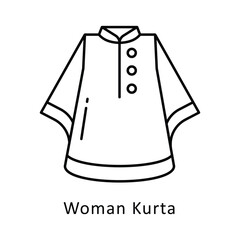 Woman Kurta vector outline Design illustration. Symbol on White background EPS 10 File