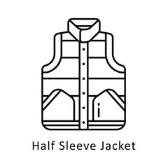 Half Sleeve Jacket vector outline Design illustration. Symbol on White background EPS 10 File