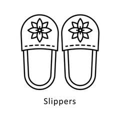 Slippers vector outline Design illustration. Symbol on White background EPS 10 File