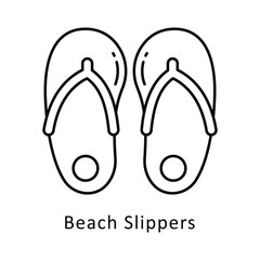 Beach Slippers vector outline Design illustration. Symbol on White background EPS 10 File