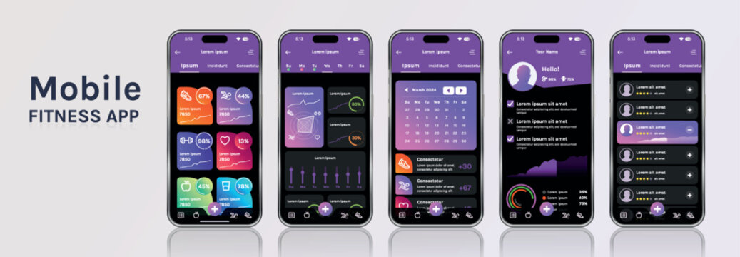 A mobile application for fitness and health with a modern design. The program interface is built on the basis of bright gradients and minimalist elements, which makes it attractive and simple.