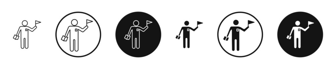 Tour guide people outlined icon vector collection.