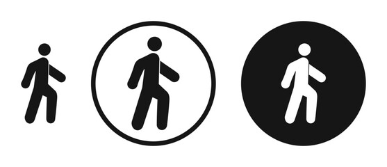 Person walking outlined icon vector collection.