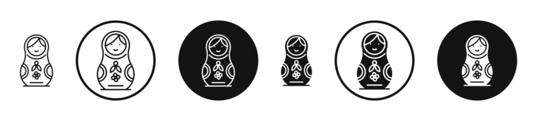 Nesting dolls outlined icon vector collection.