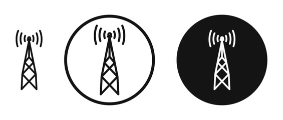 Broadcast tower outlined icon vector collection.