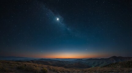 Fototapeta premium Landscape With the moon and stars galaxy
