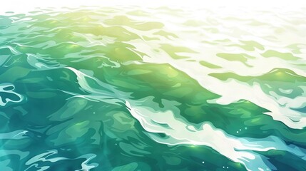 Obraz premium A vast expanse of water with a cresting wave emerging from its surface and the depths below displaying shades of blue and green