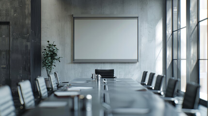 3D rendering of modern interior design meeting room. Futuristic style private room for conference and meeting. 