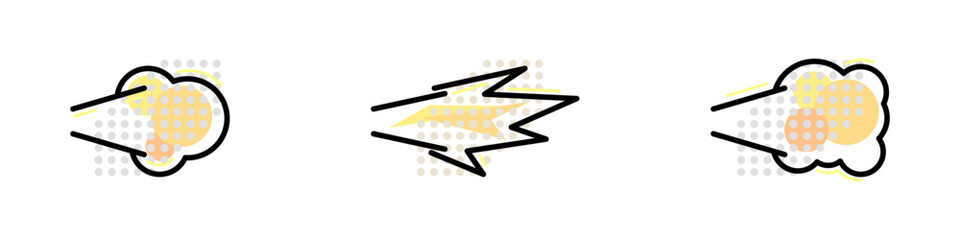 Vector exhaust gas icons. Smoke icon with auto template. Vector explosion logo. Fast wind vector icon. Vector illustration.